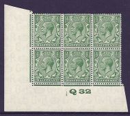 ½d Green Block Cypher Control Q32 imperf  MOUNTED MINT to top 2 stamps