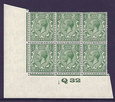 ½d Green Block Cypher Control Q32 imperf  MOUNTED MINT to top 2 stamps