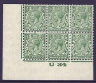 ½d Yellow Green Block Cypher Control U34 imperf UNMOUNTED MINT MNH