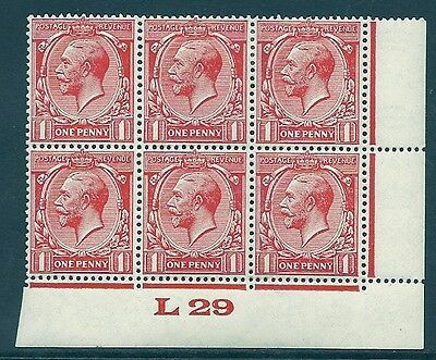 1d Scarlet Block Cypher Control L29 imperf MOUNTED MINT to top stamps