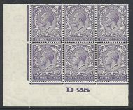 3d Pale Dull Reddish Violet Block Cypher Control D25 imperf Lightly MOUNTED MINT