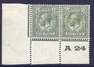 N43(1) 9d Olive Block Cypher Control A24 perf - perf type 3 MOUNTED MINT