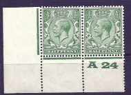 ½d Green Block Cypher Control A24 perf MOUNTED MINT to top RH stamp