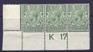 N14(3) ½d Pale Green Control K 17 perf UNMOUNTED MINT - faults