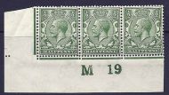 N14(8) ½d Yellow Green Control M 19 imperf UNMOUNTED MINT with faults