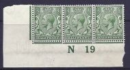 N14(1) ½d Green Control N 19 imperf MOUNTED MINT with faults