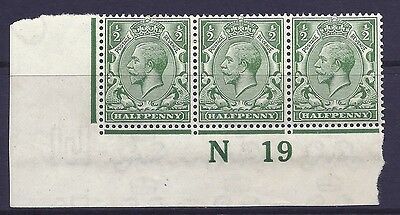N14(1) ½d Green Control N 19 imperf MOUNTED MINT with faults