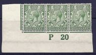 N14(6) ½d Bright Green Control P 20 imperf MOUNTED MINT