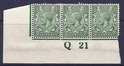 N14(6) ½d Bright Green Control Q 21 imperf MOUNTED MINT