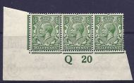 N14(1) ½d Green Control Q 20 imperf UNMOUNTED MINT with faults