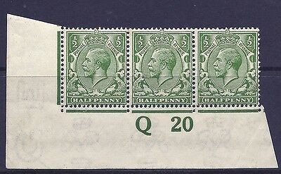 N14(1) ½d Green Control Q 20 imperf UNMOUNTED MINT with faults