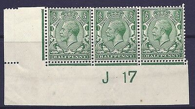 N14(14) ½d Blue Green Control J 17 imperf MOUNTED MINT