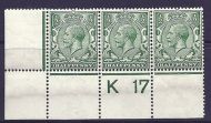N14(14) ½d Blue Green Control K 17 perf MOUNTED MINT