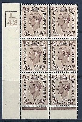 1938 5d Brown L42 3Bars  cyl 3 No Dot perf 6(I P) block 6 UNMOUNTED MINT