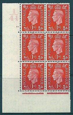 1937 1d Red Dark colours I41 51 No Dot perf 5(E I) block 6 UNMOUNTED MINT MNH