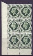 9d Dark colours 5 Dot perf 6B(E P) block 6 UNMOUNTED MINT