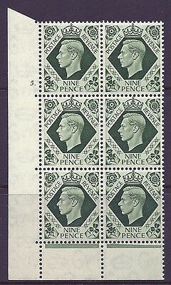 9d Dark colours 5 Dot perf 6B(E P) block 6 UNMOUNTED MINT