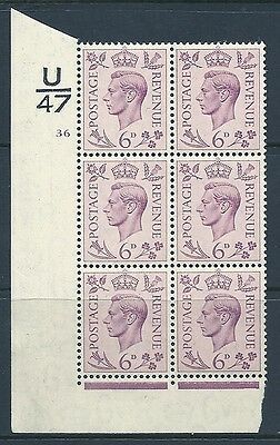 6d Purple Dark colours U47 36 No Dot perf 2(I E) block 6 UNMOUNTED MINT MNH
