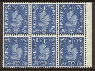 QB15a perf type Ie 1d Light Ultramarine Booklet pane UNMOUNTED MINT