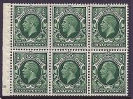 NB21 ½d Photogravure Small Format pane of 6 Cyl E6 Dot perf I UNMOUNTED MINT MNH