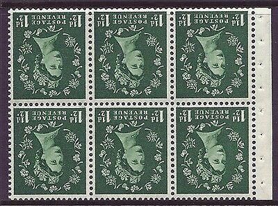 SB65a 1½d Multi crowns cream Wilding booklet pane perf type Ie UNMOUNTED MNT