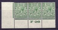 ½d Green Block Cypher Control F26 perf MOUNTED MINT with tone spot