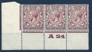 1½d Brown Block Cypher Control A24 perf UNMOUNTED MINT - M M margin only