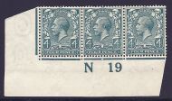 N23(6) 4d Bluish Grey Green Royal Cypher control N19 imperf UNMOUNTED MINT