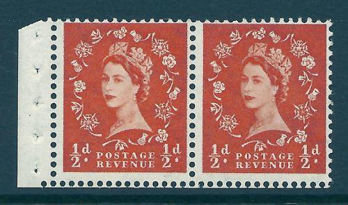 SB6 ½d x 2 Wilding booklet pane perf type E(½v) UNMOUNTED MNT MNH
