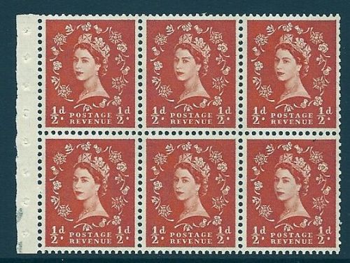 SB15 Wilding booklet pane 2B Green Phos perf type I UNMOUNTED MNT MNH