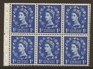 SB20 1d Wilding Tudor booklet pane perf type Ie UNMOUNTED MNT MNH