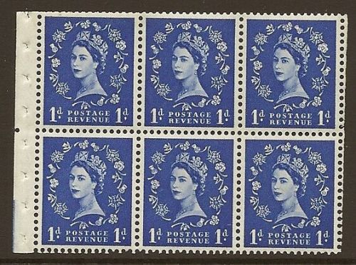 SB20 1d Wilding Tudor booklet pane perf type Ie UNMOUNTED MNT MNH