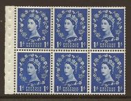 SB20 1d Wilding Tudor booklet pane perf type I UNMOUNTED MNT MNH