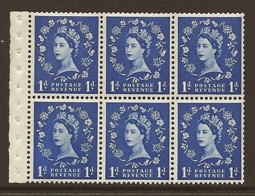 SB20 1d Wilding Tudor booklet pane perf type I UNMOUNTED MNT MNH