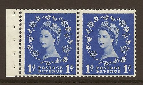 SB22 1d Wilding Tudor booklet pane perf type E UNMOUNTED MNT MNH