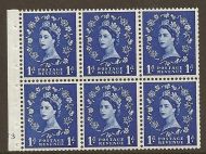 SB26 1d Wilding booklet pane cyl F3 No Dot perf type I UNMOUNTED MNT MNH