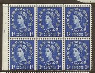 SB26 1d Wilding booklet pane cyl F3T No Dot perf type I UNMOUNTED MNT MNH