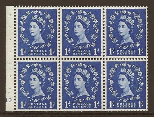 SB30 Wilding booklet pane Crown on Cream cylinder F10 No Dot UNMOUNTED MNT MNH