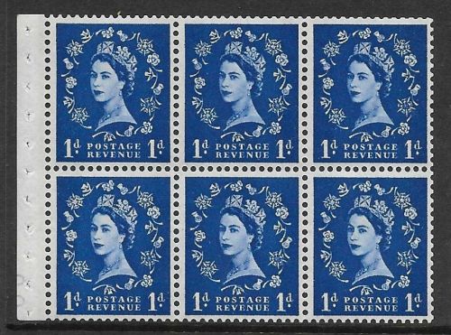SB49 1d Wilding booklet pane Violet 8mm perf type I UNMOUNTED MNT