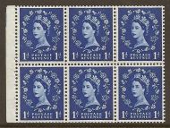 SB54 Wilding booklet pane 9.5mm phos perf Ie Top UNMOUNTED MNT
