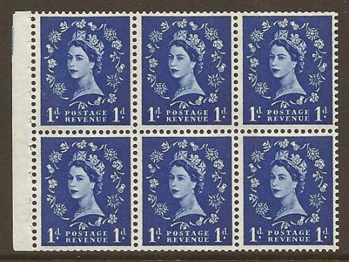SB54 Wilding booklet pane 9.5mm phos perf Ie Top UNMOUNTED MNT