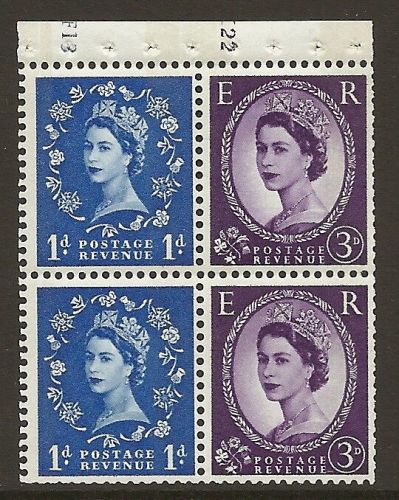 SB55 Wilding booklet pane 9.5mm Phos S W leftCyl F13 K22 UNMOUNTED MNT MNH