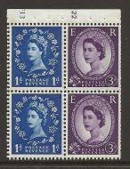 SB55 Wilding booklet pane 9.5mm Phos S W leftCyl F13 K22 UNMOUNTED MNT MNH