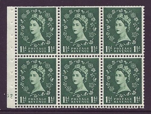 SB62 Wilding booklet pane Edward perf type I Cyl G7 No Dot UNMOUNTED MNT MNH