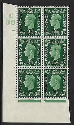 Sg 462 ½d Green Dark colours C38 40 Dot Perf 5(E I) block 6 UNMOUNTED MINT