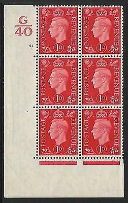1937 1d Red Dark colours G40 41 No Dot perf 5(E I) block 6 UNMOUNTED MINT MNH