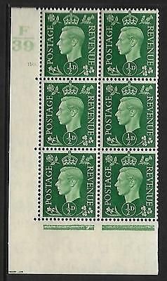 Sg 462 ½d Green Dark colours F39 110 Dot Perf 5(E I) block 6 UNMOUNTED MINT