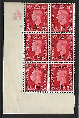 1937 1d Red Dark colours A37 8 No Dot perf 5(E I) block 6 UNMOUNTED MINT MNH