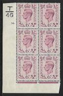 1939 6d Purple Dark colours T46 36 No Dot perf 2(I/E) block 6 UNMOUNTED MINT