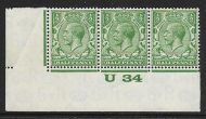 ½d Green Block Cypher Control U34 imperf UNMOUNTED MINT MNH